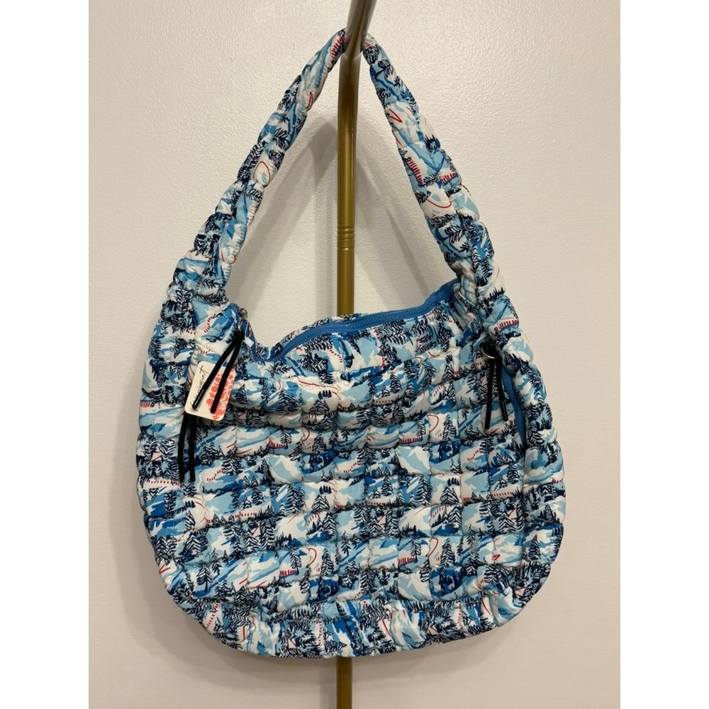 Free People, Quilted Carryall Bag, Alpine Blue, NWT, $78 - Picture 2 of 5